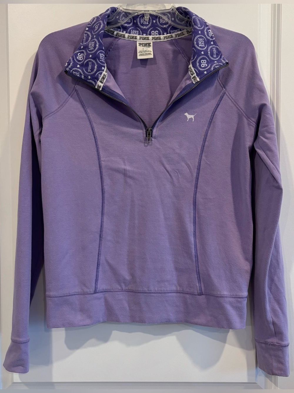 Victoria's Secret PINK Lavender Half-Zip Pullover with Patterned Collar